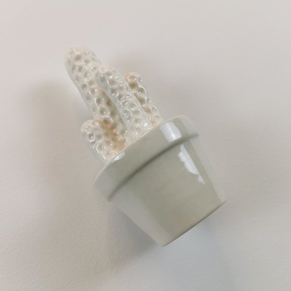 White Ceramic Potted Cactus Figurine - Picture 5 of 9